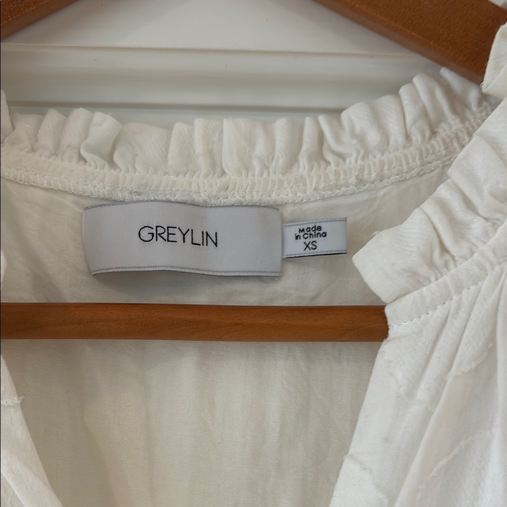 Greylin White Buttoned Ruffled Mini Sundress - Picture 2 of 7